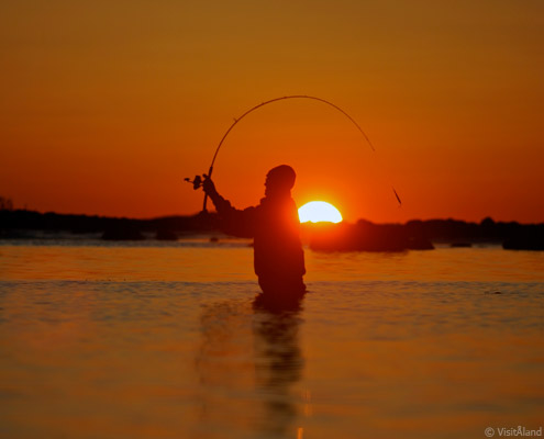 viaje a finlandia suecia islas åland pescando puesta de sol
