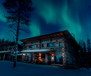 viaje noruega kuusamo ruka auroras boreales cabañas madera